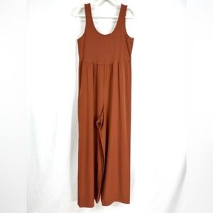 Athleta NEW Women’s L Rust Orange Passenger Jumpsuit Wide Leg W/ Side Pockets